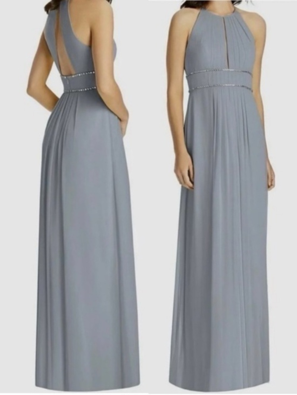 NWT Jenny Packham Dessy Group Chiffon Rhinestone Beaded Maxi Dress Gown JP1023